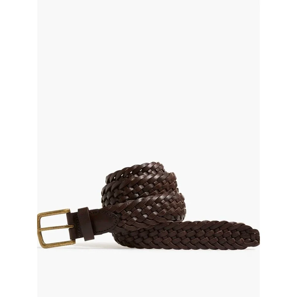 J.Crew Dark Brown Braided Genuine Leather Belt Size 36